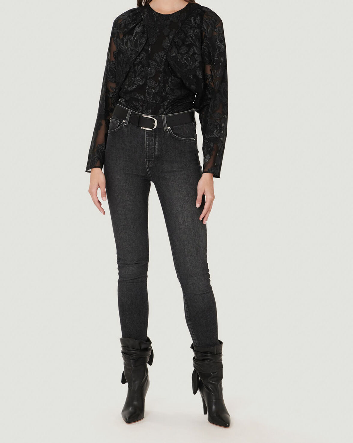 MABEL SHEER METALLIC FLORAL TOP image number null